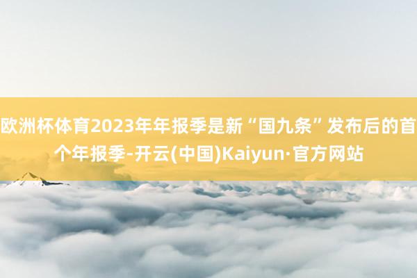 欧洲杯体育2023年年报季是新“国九条”发布后的首个年报季-开云(中国)Kaiyun·官方网站