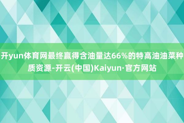 开yun体育网最终赢得含油量达66%的特高油油菜种质资源-开云(中国)Kaiyun·官方网站