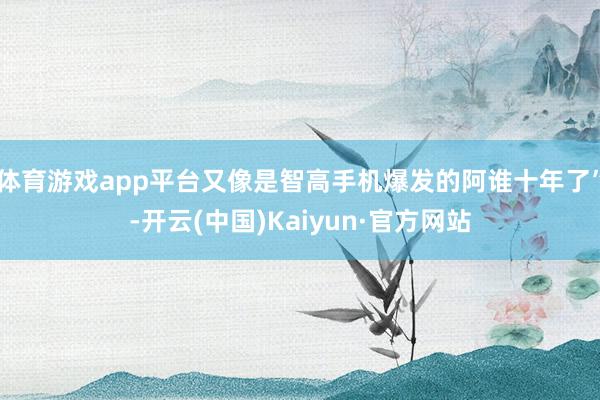 体育游戏app平台又像是智高手机爆发的阿谁十年了”-开云(中国)Kaiyun·官方网站