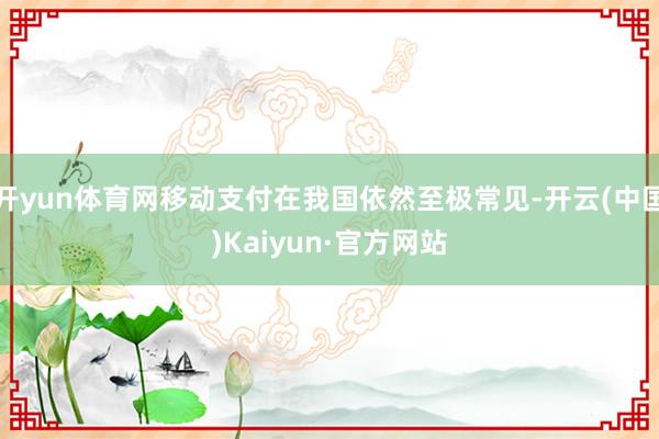 开yun体育网移动支付在我国依然至极常见-开云(中国)Kaiyun·官方网站